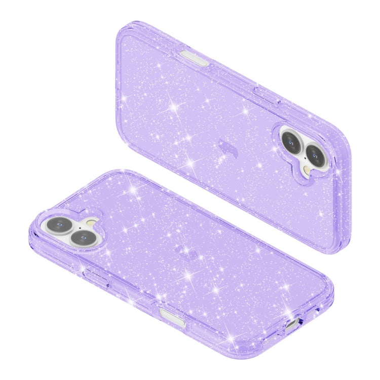 For iPhone 16 Shockproof Terminator Glitter Powder Phone Case(Purple) - iPhone 16 Cases by PMC TechLife | Online Shopping South Africa | PMC TechLife | Buy Now Pay Later Mobicred