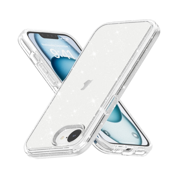 For iPhone 16e Shockproof Terminator Glitter Powder Phone Case(White) - iPhone 16e Cases by PMC TechLife | Online Shopping South Africa | PMC TechLife | Buy Now Pay Later Mobicred