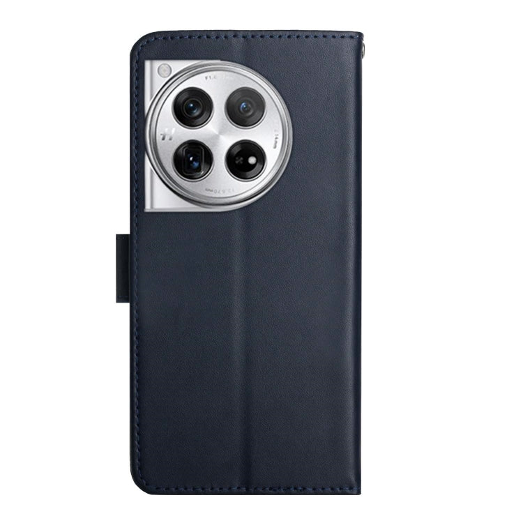 For OnePlus 12R 5G Global Genuine Leather Fingerprint-proof Flip Phone Case(Blue) - OnePlus Cases by PMC TechLife | Online Shopping South Africa | PMC TechLife | Buy Now Pay Later Mobicred