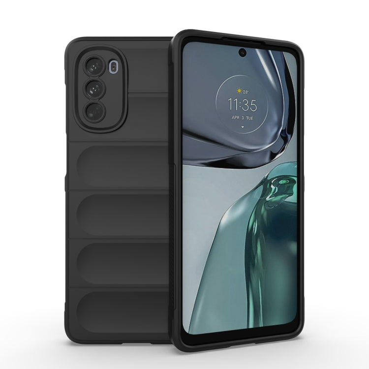 For Motorola Moto G62 5G Magic Shield TPU + Flannel Phone Case(Black) - Motorola Cases by PMC TechLife | Online Shopping South Africa | PMC TechLife | Buy Now Pay Later Mobicred