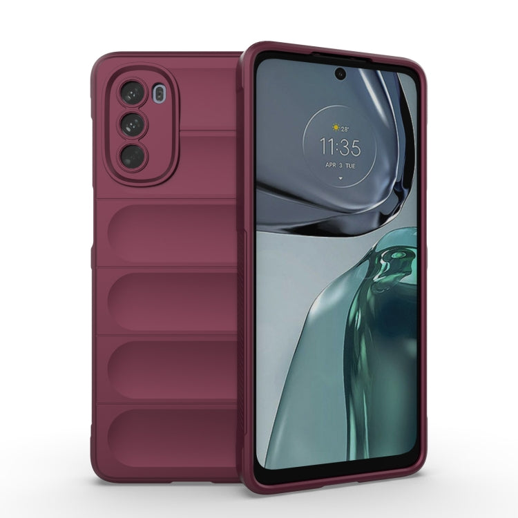For Motorola Moto G62 5G Magic Shield TPU + Flannel Phone Case(Wine Red) - Motorola Cases by PMC TechLife | Online Shopping South Africa | PMC TechLife | Buy Now Pay Later Mobicred