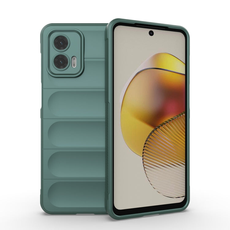 For Motorola Moto G73 5G Magic Shield TPU + Flannel Phone Case(Dark Green) - Motorola Cases by PMC TechLife | Online Shopping South Africa | PMC TechLife | Buy Now Pay Later Mobicred