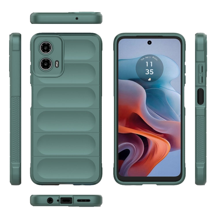 For Motorola Moto G34 5G Magic Shield TPU + Flannel Phone Case(Dark Green) - Motorola Cases by PMC TechLife | Online Shopping South Africa | PMC TechLife | Buy Now Pay Later Mobicred