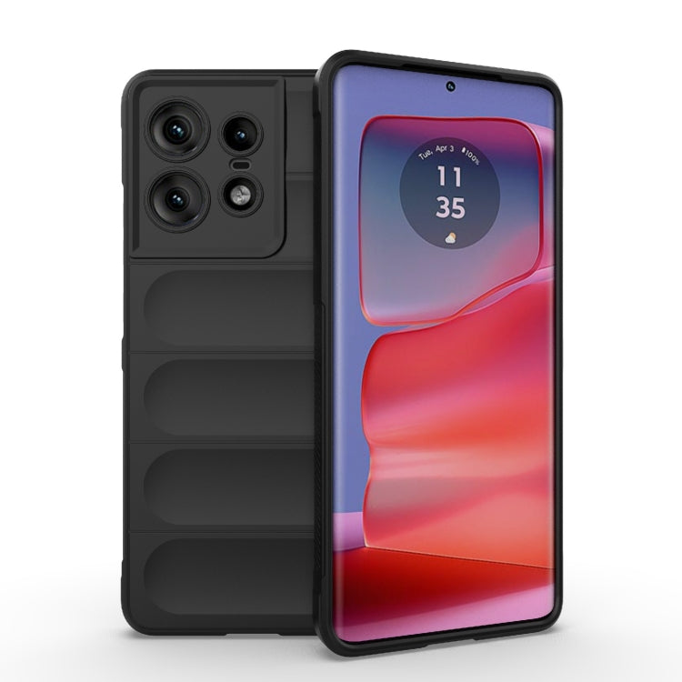 For Motorola Edge 50 Pro 5G Global Magic Shield TPU + Flannel Phone Case(Black) - Motorola Cases by PMC TechLife | Online Shopping South Africa | PMC TechLife | Buy Now Pay Later Mobicred