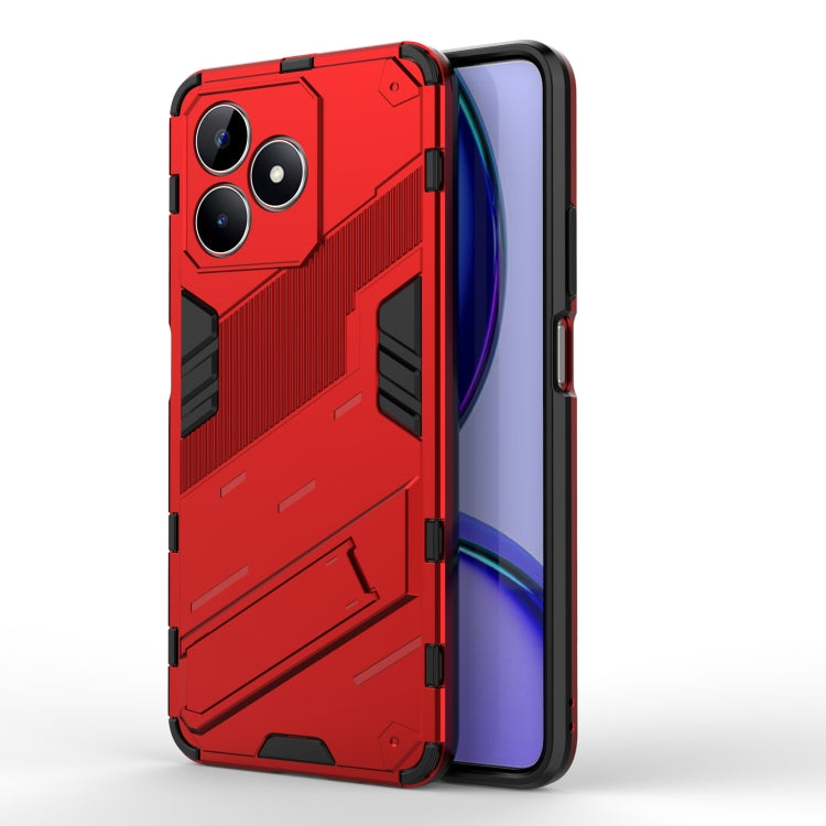 For Realme C53 4G Punk Armor 2 in 1 PC + TPU Phone Case with Holder(Red) - Realme Cases by PMC TechLife | Online Shopping South Africa | PMC TechLife | Buy Now Pay Later Mobicred