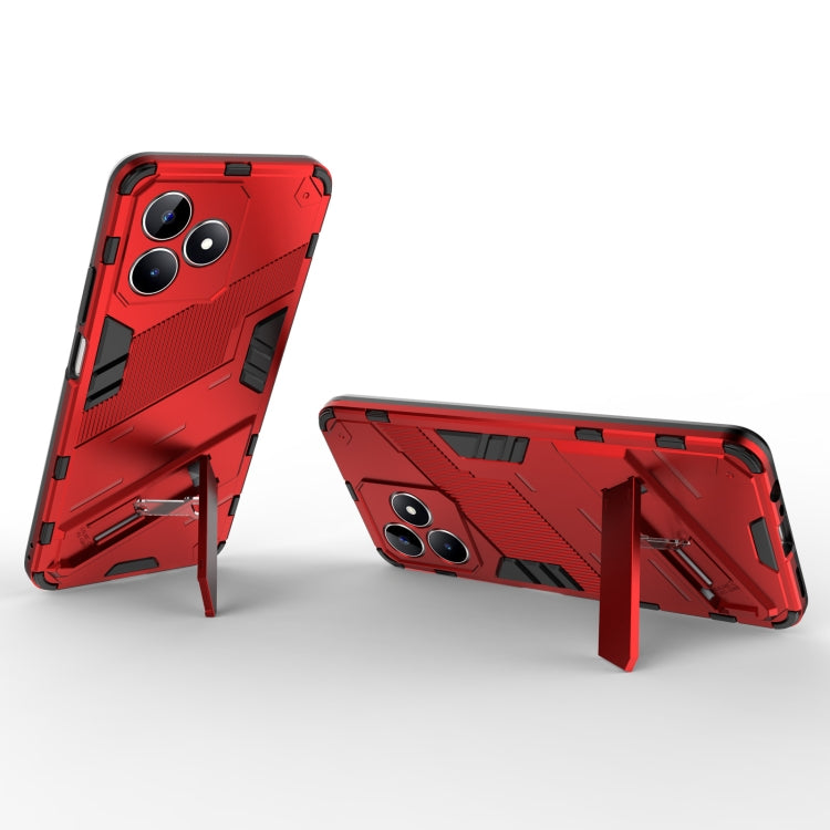 For Realme C53 4G Punk Armor 2 in 1 PC + TPU Phone Case with Holder(Red) - Realme Cases by PMC TechLife | Online Shopping South Africa | PMC TechLife | Buy Now Pay Later Mobicred