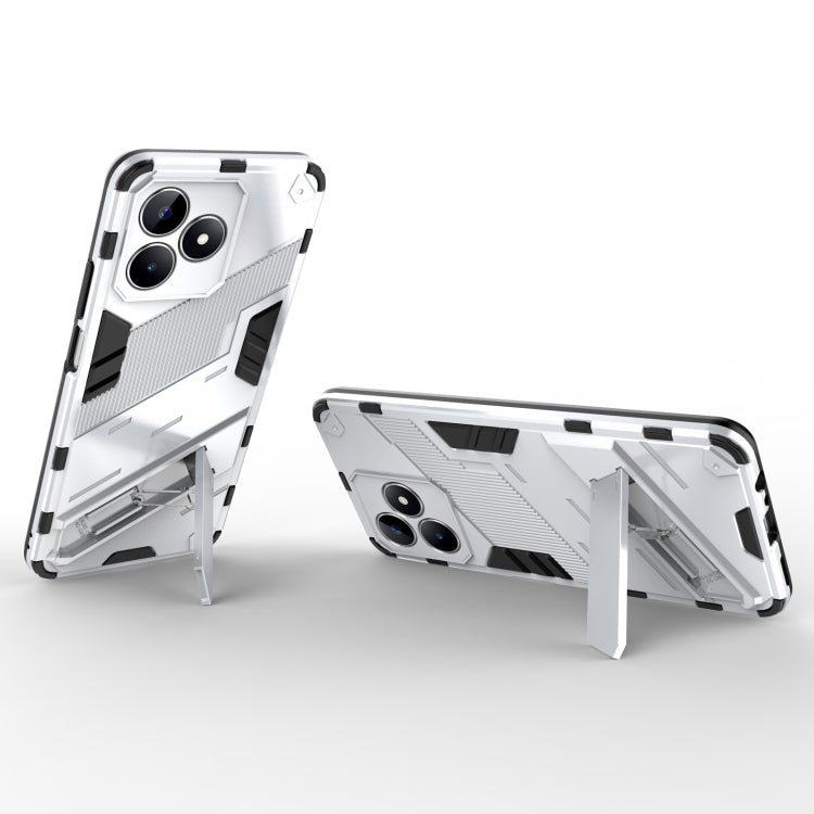 For Realme C53 4G Punk Armor 2 in 1 PC + TPU Phone Case with Holder(White) - Realme Cases by PMC TechLife | Online Shopping South Africa | PMC TechLife | Buy Now Pay Later Mobicred