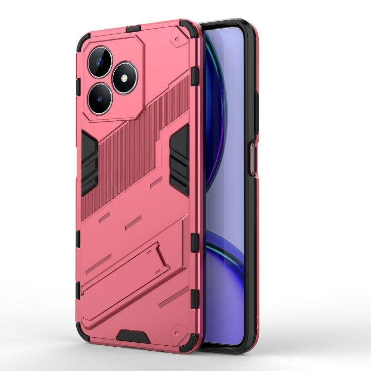 For Realme C53 4G Punk Armor 2 in 1 PC + TPU Phone Case with Holder(Light Red) - Realme Cases by PMC TechLife | Online Shopping South Africa | PMC TechLife | Buy Now Pay Later Mobicred