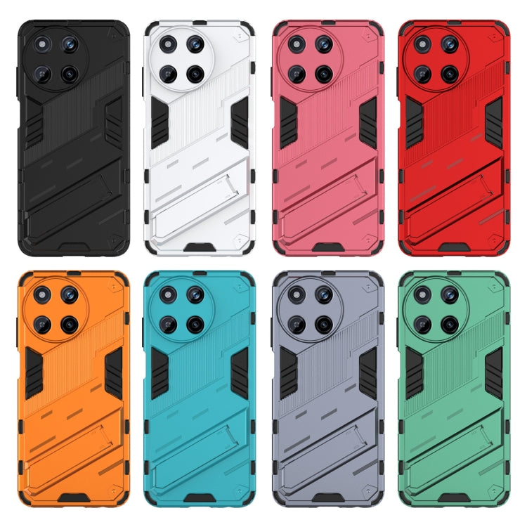 For Realme 11 4G Global Punk Armor 2 in 1 PC + TPU Phone Case with Holder(Light Red) - Realme Cases by PMC TechLife | Online Shopping South Africa | PMC TechLife | Buy Now Pay Later Mobicred