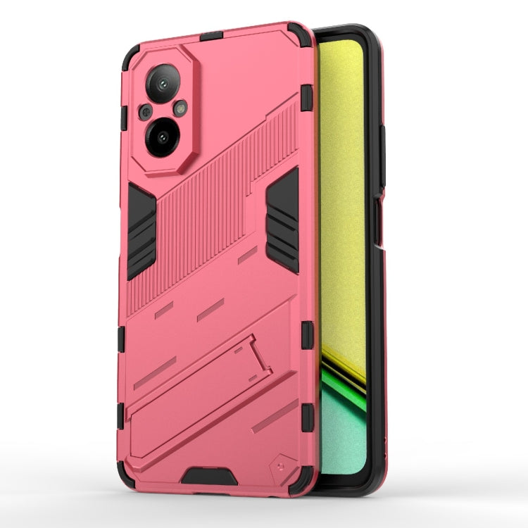 For Realme C67 4G Global Punk Armor 2 in 1 PC + TPU Phone Case with Holder(Light Red) - Realme Cases by PMC TechLife | Online Shopping South Africa | PMC TechLife | Buy Now Pay Later Mobicred