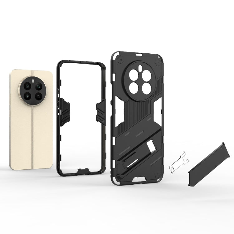 For Realme 12+ 5G Global Punk Armor 2 in 1 PC + TPU Phone Case with Holder(Black) - Realme Cases by PMC TechLife | Online Shopping South Africa | PMC TechLife | Buy Now Pay Later Mobicred