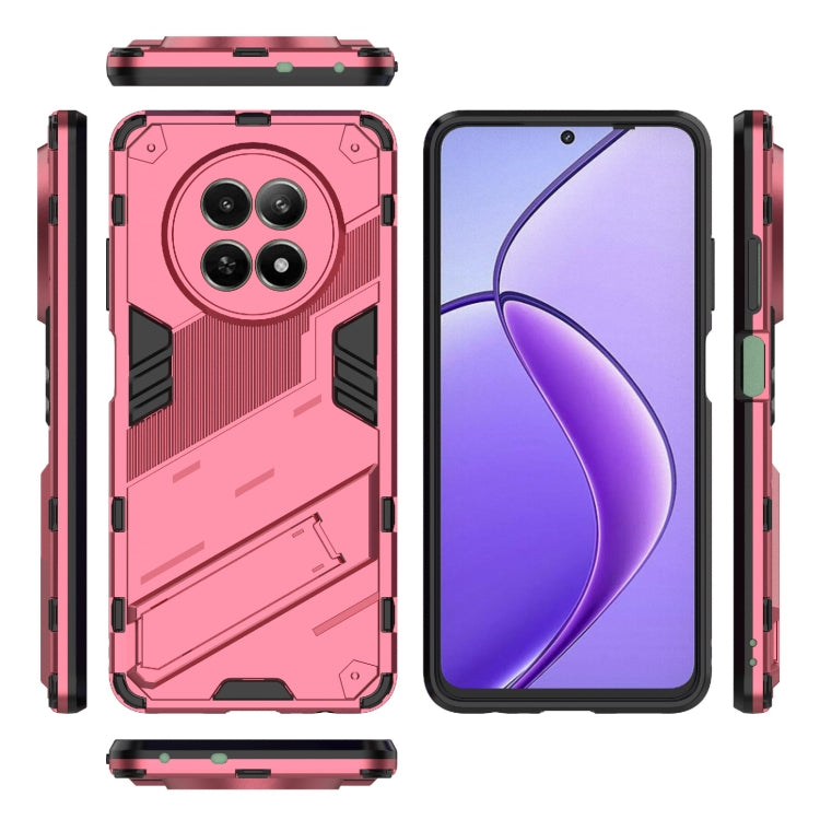 For Realme 12 5G Global Punk Armor 2 in 1 PC + TPU Phone Case with Holder(Light Red) - Realme Cases by PMC TechLife | Online Shopping South Africa | PMC TechLife | Buy Now Pay Later Mobicred