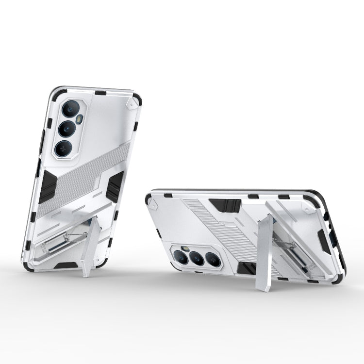 For Realme C65 4G Global Punk Armor 2 in 1 PC + TPU Phone Case with Holder(White) - Realme Cases by PMC TechLife | Online Shopping South Africa | PMC TechLife | Buy Now Pay Later Mobicred
