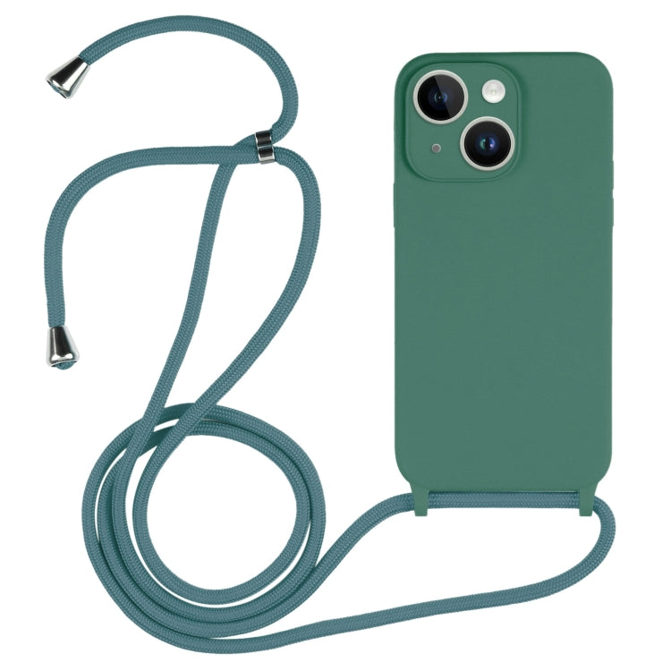 For iPhone 15 Plus Crossbody Lanyard Liquid Silicone Case(Emerald Green) - iPhone 15 Plus Cases by PMC TechLife | Online Shopping South Africa | PMC TechLife