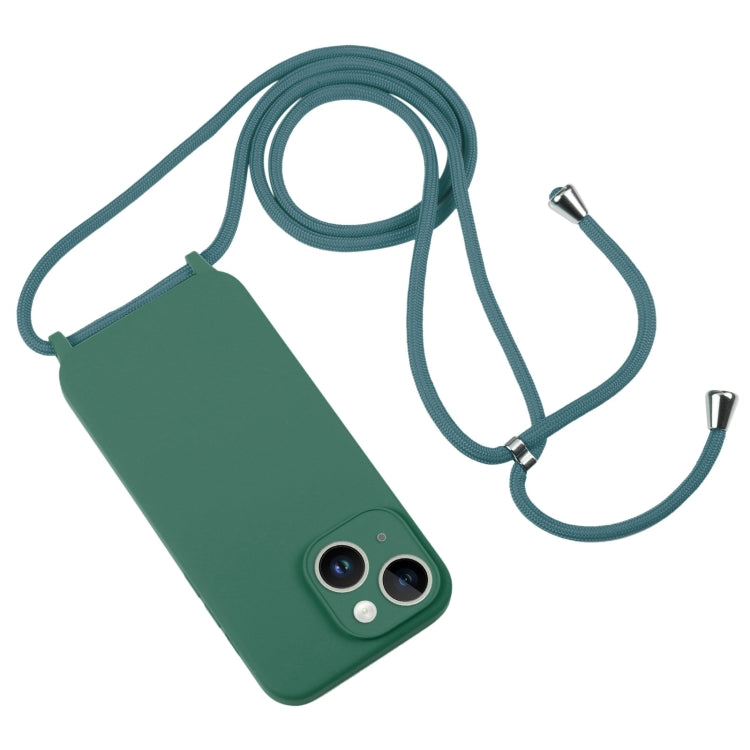 For iPhone 15 Plus Crossbody Lanyard Liquid Silicone Case(Emerald Green) - iPhone 15 Plus Cases by PMC TechLife | Online Shopping South Africa | PMC TechLife