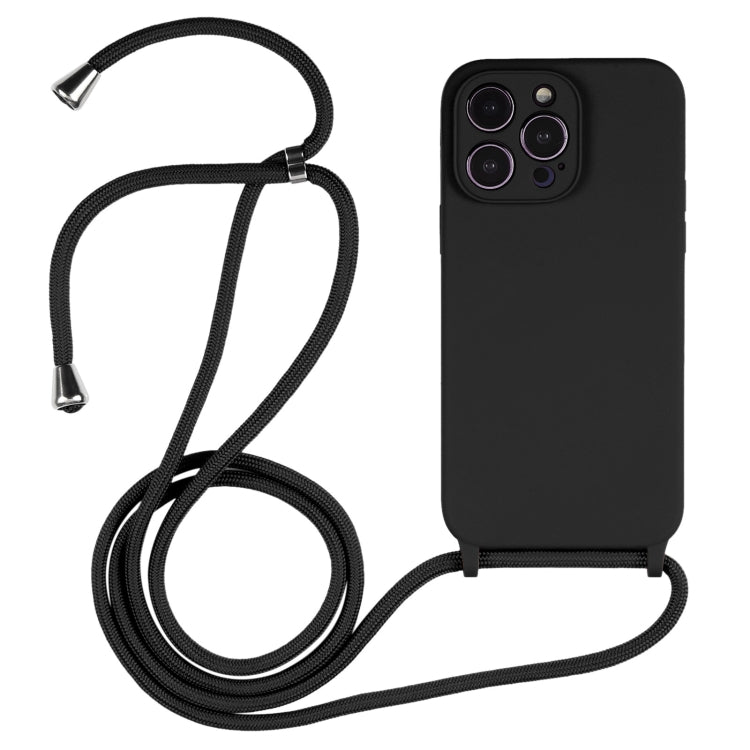 For iPhone 15 Pro Crossbody Lanyard Liquid Silicone Case(Black) - iPhone 15 Pro Cases by PMC TechLife | Online Shopping South Africa | PMC TechLife