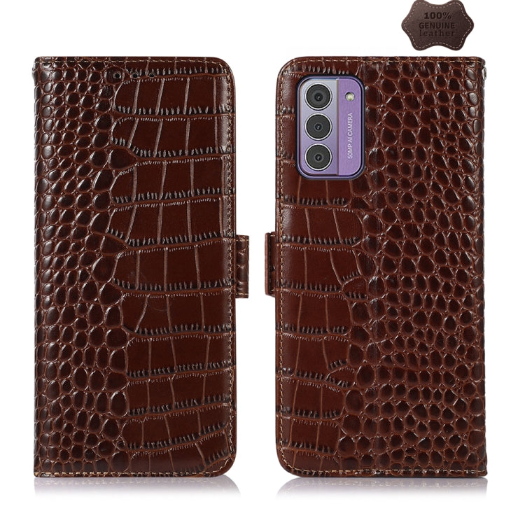 For Nokia G42 5G Crocodile Top Layer Cowhide Leather Phone Case(Brown) - Nokia Cases by PMC TechLife | Online Shopping South Africa | PMC TechLife | Buy Now Pay Later Mobicred