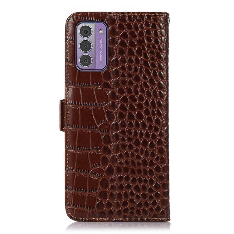 For Nokia G42 5G Crocodile Top Layer Cowhide Leather Phone Case(Brown) - Nokia Cases by PMC TechLife | Online Shopping South Africa | PMC TechLife | Buy Now Pay Later Mobicred