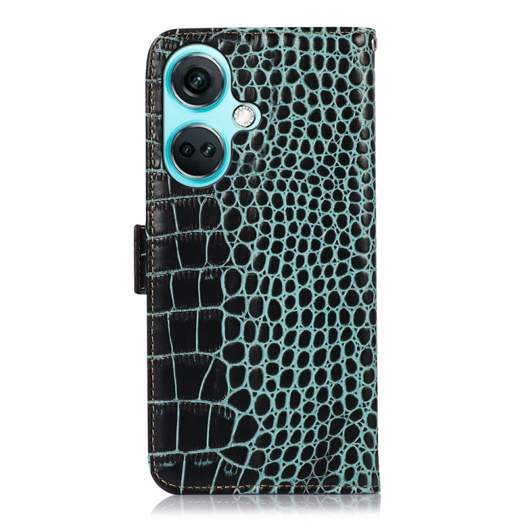 For OnePlus Nord CE3 5G Crocodile Top Layer Cowhide Leather Phone Case(Green) - OnePlus Cases by PMC TechLife | Online Shopping South Africa | PMC TechLife | Buy Now Pay Later Mobicred