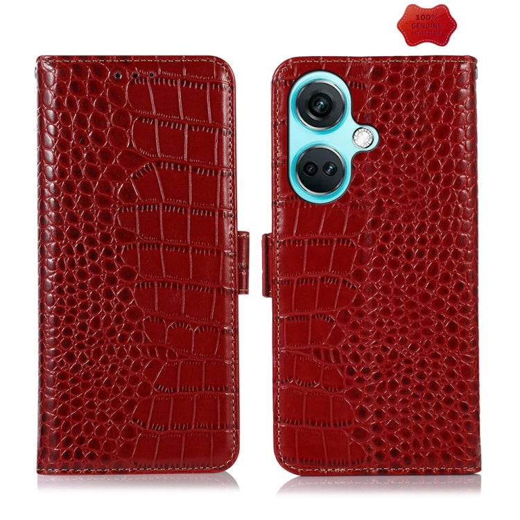 For OnePlus Nord CE3 5G Crocodile Top Layer Cowhide Leather Phone Case(Red) - OnePlus Cases by PMC TechLife | Online Shopping South Africa | PMC TechLife | Buy Now Pay Later Mobicred