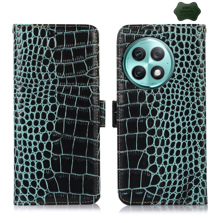 For OnePlus Ace 2 Pro Crocodile Top Layer Cowhide Leather Phone Case(Green) - OnePlus Cases by PMC TechLife | Online Shopping South Africa | PMC TechLife | Buy Now Pay Later Mobicred