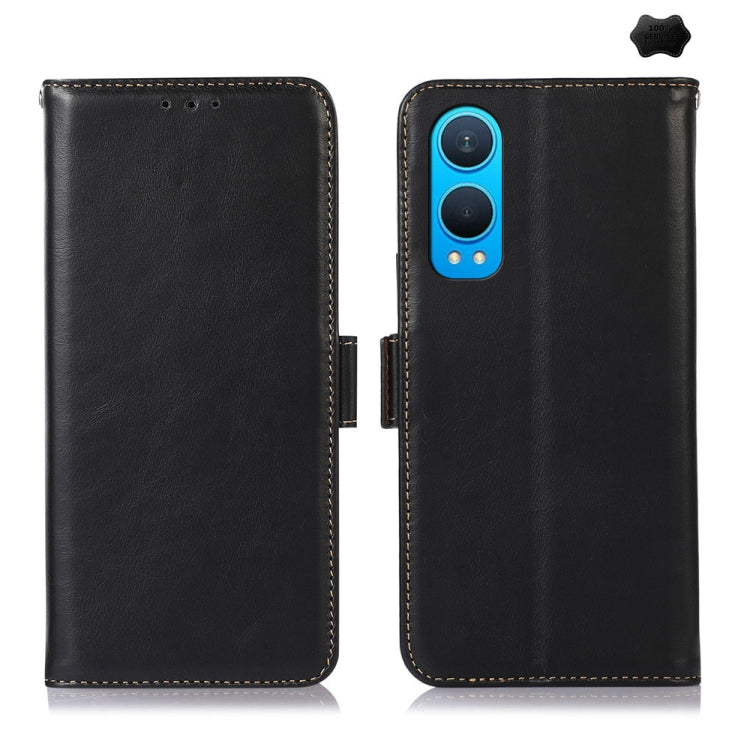 For OnePlus Nord CE4 Lite Magnetic Crazy Horse Texture Genuine Leather RFID Phone Case(Black) - Nord CE4 Lite Cases by PMC TechLife | Online Shopping South Africa | PMC TechLife | Buy Now Pay Later Mobicred