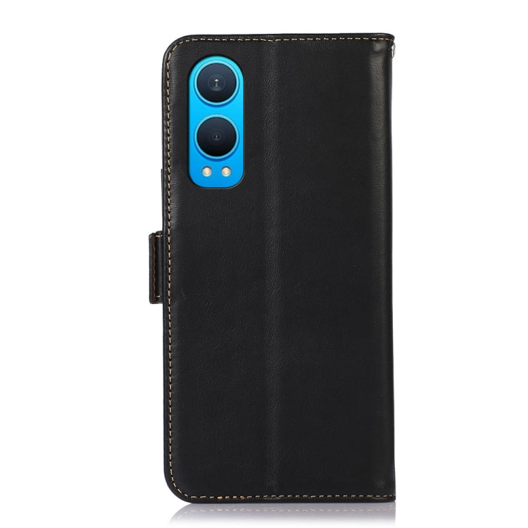 For OnePlus Nord CE4 Lite Magnetic Crazy Horse Texture Genuine Leather RFID Phone Case(Black) - Nord CE4 Lite Cases by PMC TechLife | Online Shopping South Africa | PMC TechLife | Buy Now Pay Later Mobicred