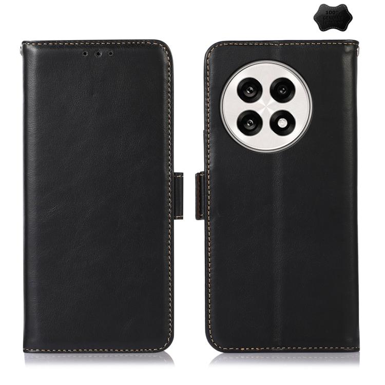 For OnePlus Ace 5 Pro / Ace 5 Magnetic Crazy Horse Texture Genuine Leather RFID Phone Case(Black) - OnePlus Cases by PMC TechLife | Online Shopping South Africa | PMC TechLife | Buy Now Pay Later Mobicred
