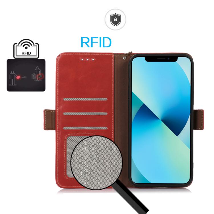 For OnePlus Ace 5 Pro / Ace 5 Magnetic Crazy Horse Texture Genuine Leather RFID Phone Case(Red) - OnePlus Cases by PMC TechLife | Online Shopping South Africa | PMC TechLife | Buy Now Pay Later Mobicred