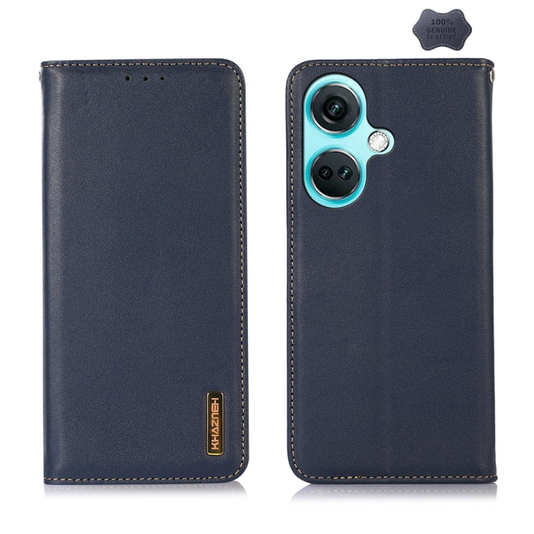For OnePlus Nord CE3 5G KHAZNEH Nappa Top Layer Cowhide Leather Phone Case(Blue) - free shipping - PMC TechLife - Order now!