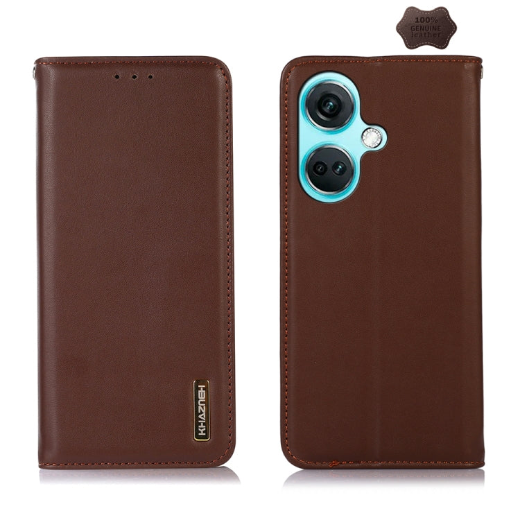 For OnePlus Nord CE3 5G KHAZNEH Nappa Top Layer Cowhide Leather Phone Case(Brown) - OnePlus Cases by PMC TechLife | Online Shopping South Africa | PMC TechLife | Buy Now Pay Later Mobicred