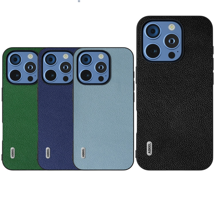 For iPhone 16 Pro Max ABEEL Black Edge Genuine Leather Mino Phone Case(Royal Blue) - iPhone 16 Pro Max Cases by PMC TechLife | Online Shopping South Africa | PMC TechLife | Buy Now Pay Later Mobicred