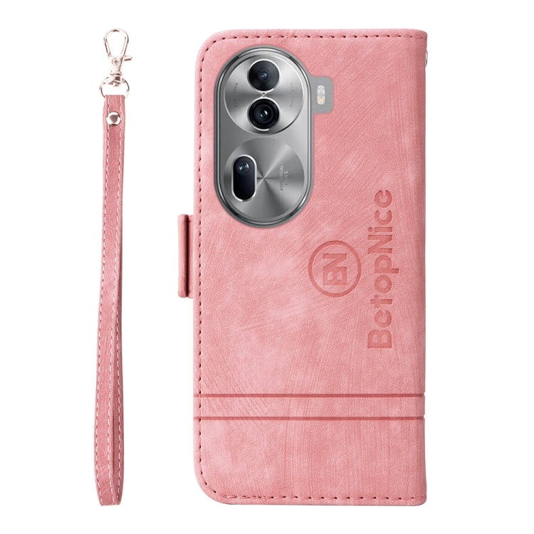 For OPPO Reno11 Pro 5G Global BETOPNICE Dual-side Buckle Leather Phone Case(Pink) - OPPO Cases by BETOPNICE | Online Shopping South Africa | PMC Jewellery | Buy Now Pay Later Mobicred