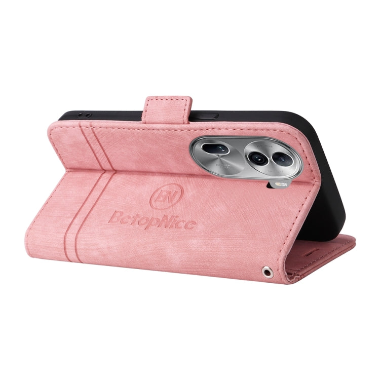 For OPPO Reno11 Pro 5G Global BETOPNICE Dual-side Buckle Leather Phone Case(Pink) - OPPO Cases by BETOPNICE | Online Shopping South Africa | PMC Jewellery | Buy Now Pay Later Mobicred