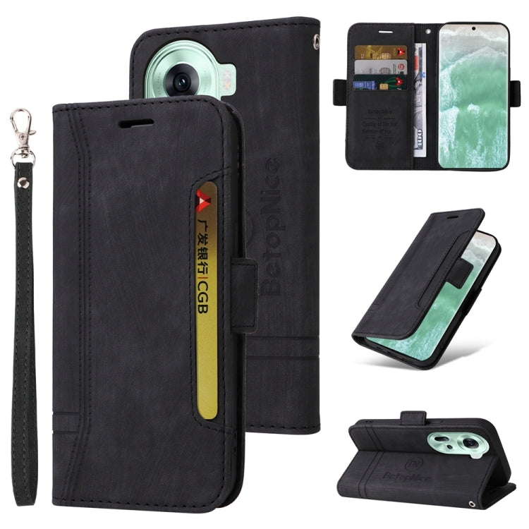 For OPPO Reno11 5G Global BETOPNICE Dual-side Buckle Leather Phone Case(Black) - OPPO Cases by BETOPNICE | Online Shopping South Africa | PMC Jewellery | Buy Now Pay Later Mobicred