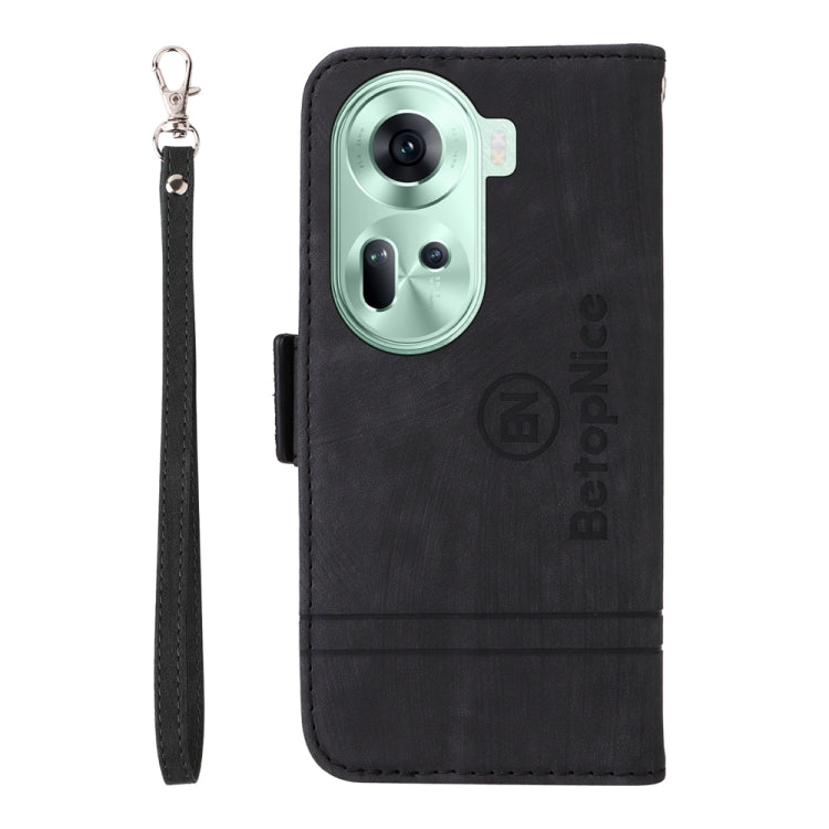 For OPPO Reno11 5G Global BETOPNICE Dual-side Buckle Leather Phone Case(Black) - OPPO Cases by BETOPNICE | Online Shopping South Africa | PMC Jewellery | Buy Now Pay Later Mobicred