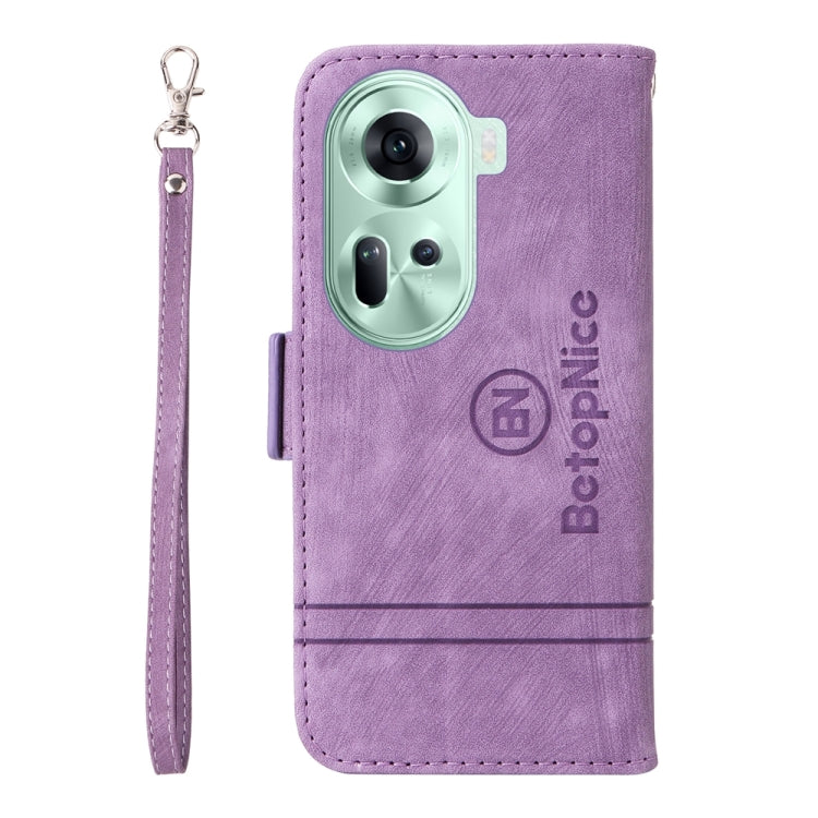 For OPPO Reno11 5G Global BETOPNICE Dual-side Buckle Leather Phone Case(Purple) - OPPO Cases by BETOPNICE | Online Shopping South Africa | PMC Jewellery | Buy Now Pay Later Mobicred