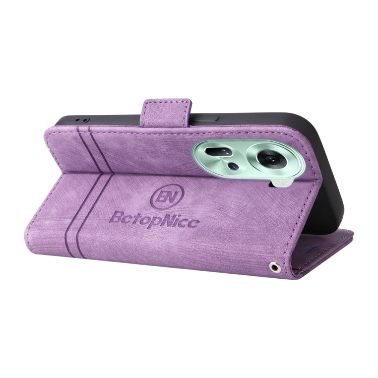 For OPPO Reno11 5G Global BETOPNICE Dual-side Buckle Leather Phone Case(Purple) - OPPO Cases by BETOPNICE | Online Shopping South Africa | PMC Jewellery | Buy Now Pay Later Mobicred