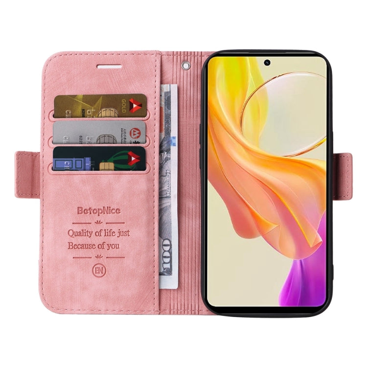 For vivo Y36 4G / 5G Global BETOPNICE Dual-side Buckle Leather Phone Case(Pink) - vivo Cases by BETOPNICE | Online Shopping South Africa | PMC TechLife | Buy Now Pay Later Mobicred