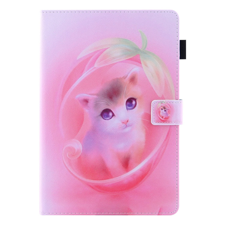 For Amazon Fire Max 11 2023 Colored Drawing Leather Smart Tablet Case(Pink Cat) - Amazon by PMC TechLife | Online Shopping South Africa | PMC TechLife | Buy Now Pay Later Mobicred