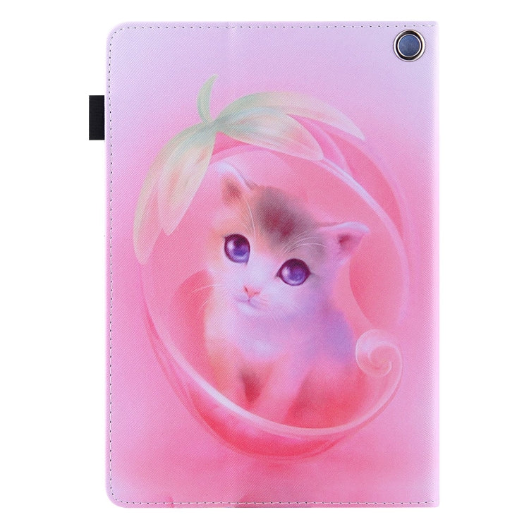 For Amazon Fire Max 11 2023 Colored Drawing Leather Smart Tablet Case(Pink Cat) - Amazon by PMC TechLife | Online Shopping South Africa | PMC TechLife | Buy Now Pay Later Mobicred
