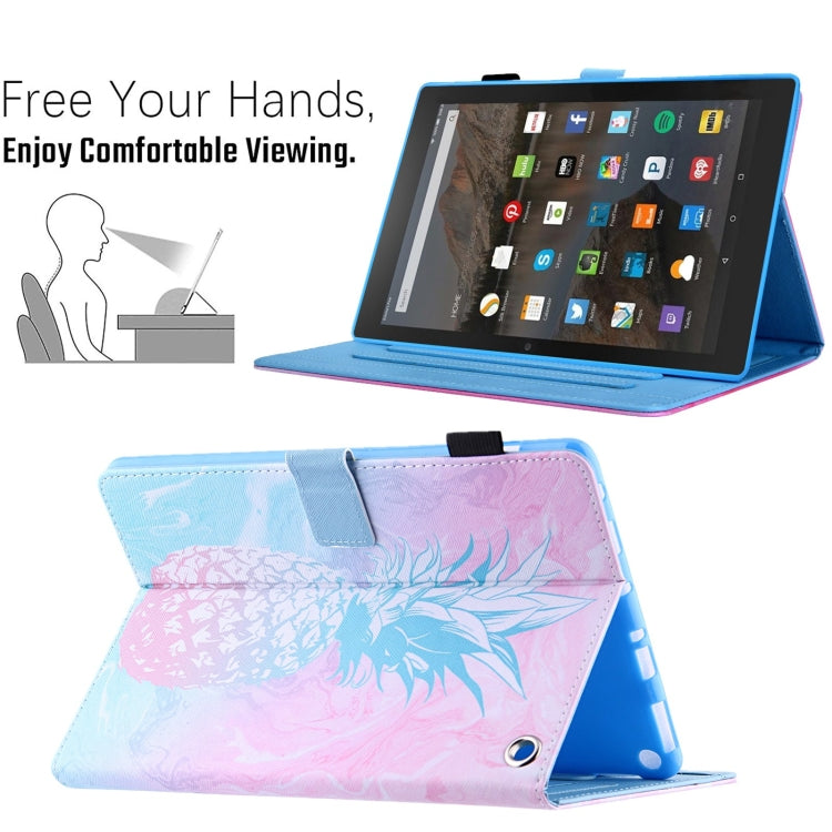 For Amazon Fire Max 11 2023 Colored Drawing Leather Smart Tablet Case(Blue Pink Pineapple) - Amazon by PMC TechLife | Online Shopping South Africa | PMC TechLife | Buy Now Pay Later Mobicred