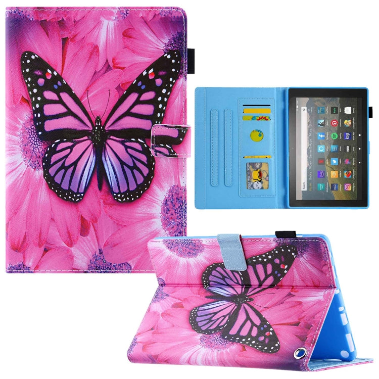 For Amazon Fire Max 11 2023 Colored Drawing Leather Smart Tablet Case(Red Flower Pink Butterfly) - Amazon by PMC TechLife | Online Shopping South Africa | PMC TechLife | Buy Now Pay Later Mobicred