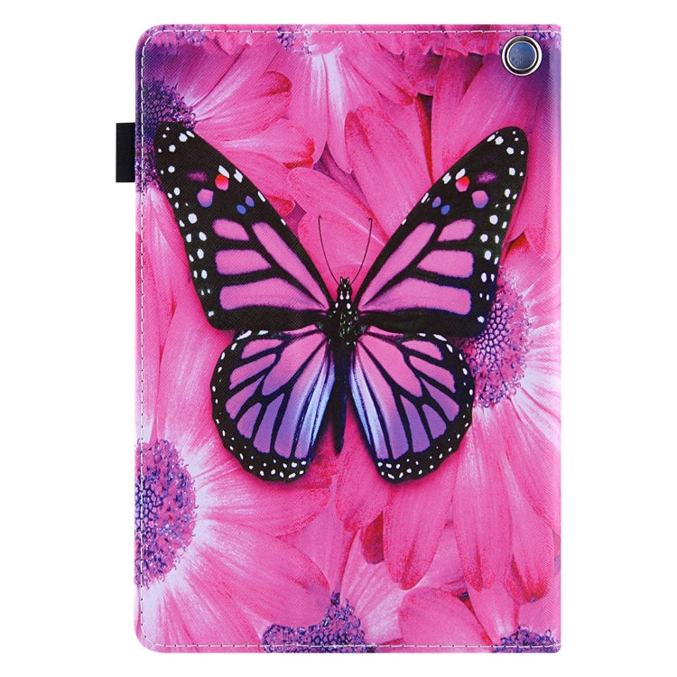 For Amazon Fire Max 11 2023 Colored Drawing Leather Smart Tablet Case(Red Flower Pink Butterfly) - Amazon by PMC TechLife | Online Shopping South Africa | PMC TechLife | Buy Now Pay Later Mobicred
