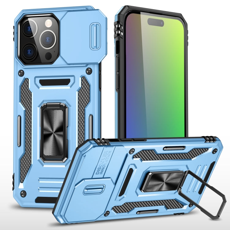 For iPhone 16 Pro Armor PC + TPU Camera Shield Phone Case(Light Blue) - iPhone 16 Pro Cases by PMC TechLife | Online Shopping South Africa | PMC TechLife | Buy Now Pay Later Mobicred