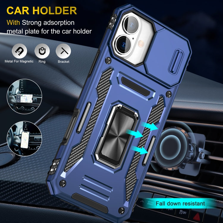 For iPhone 16 Armor PC + TPU Camera Shield Phone Case(Navy Blue) - iPhone 16 Cases by PMC TechLife | Online Shopping South Africa | PMC TechLife | Buy Now Pay Later Mobicred