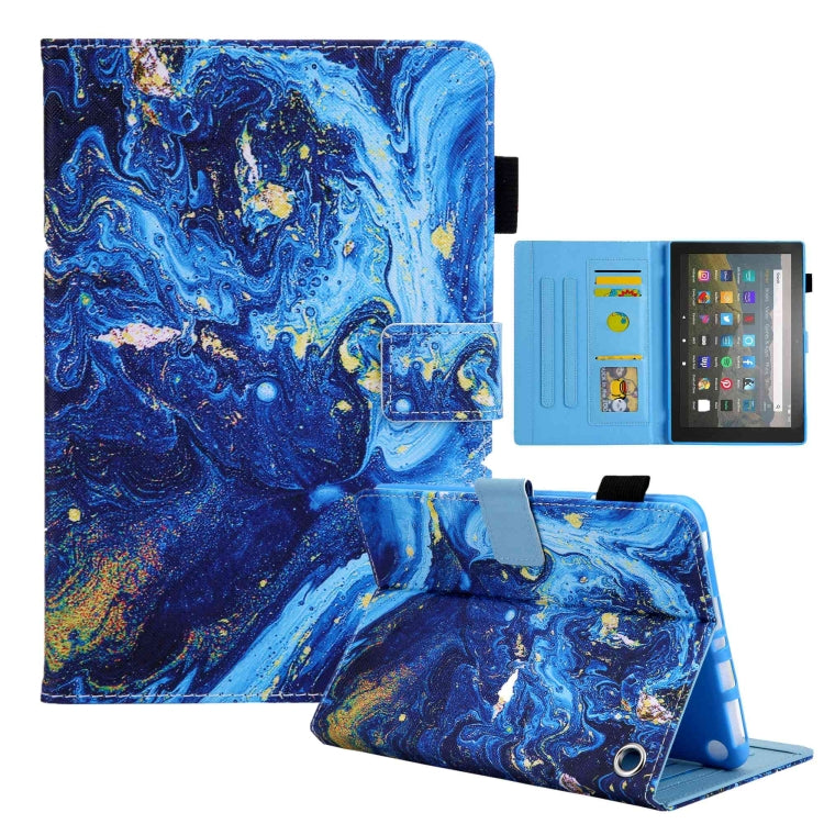 For Amazon Fire Max 11 2023 Colored Drawing Leather Smart Tablet Case(Blue Gold) - Amazon by PMC TechLife | Online Shopping South Africa | PMC TechLife | Buy Now Pay Later Mobicred