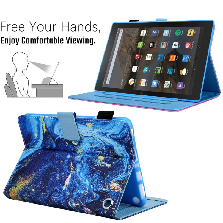 For Amazon Fire Max 11 2023 Colored Drawing Leather Smart Tablet Case(Blue Gold) - Amazon by PMC TechLife | Online Shopping South Africa | PMC TechLife | Buy Now Pay Later Mobicred