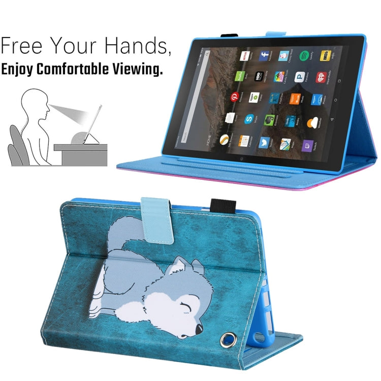 For Amazon Fire Max 11 2023 Colored Drawing Leather Smart Tablet Case(Cute Wolf) - Amazon by PMC TechLife | Online Shopping South Africa | PMC TechLife | Buy Now Pay Later Mobicred