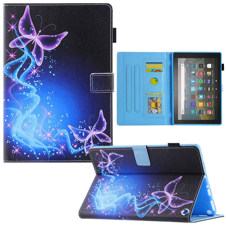 For Amazon Fire Max 11 2023 Colored Drawing Leather Smart Tablet Case(Dual Purple Butterflies) - Amazon by PMC TechLife | Online Shopping South Africa | PMC TechLife | Buy Now Pay Later Mobicred
